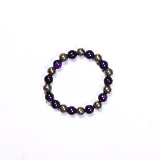 PURPLE TIGER EYE WITH PYRITE BRACELET